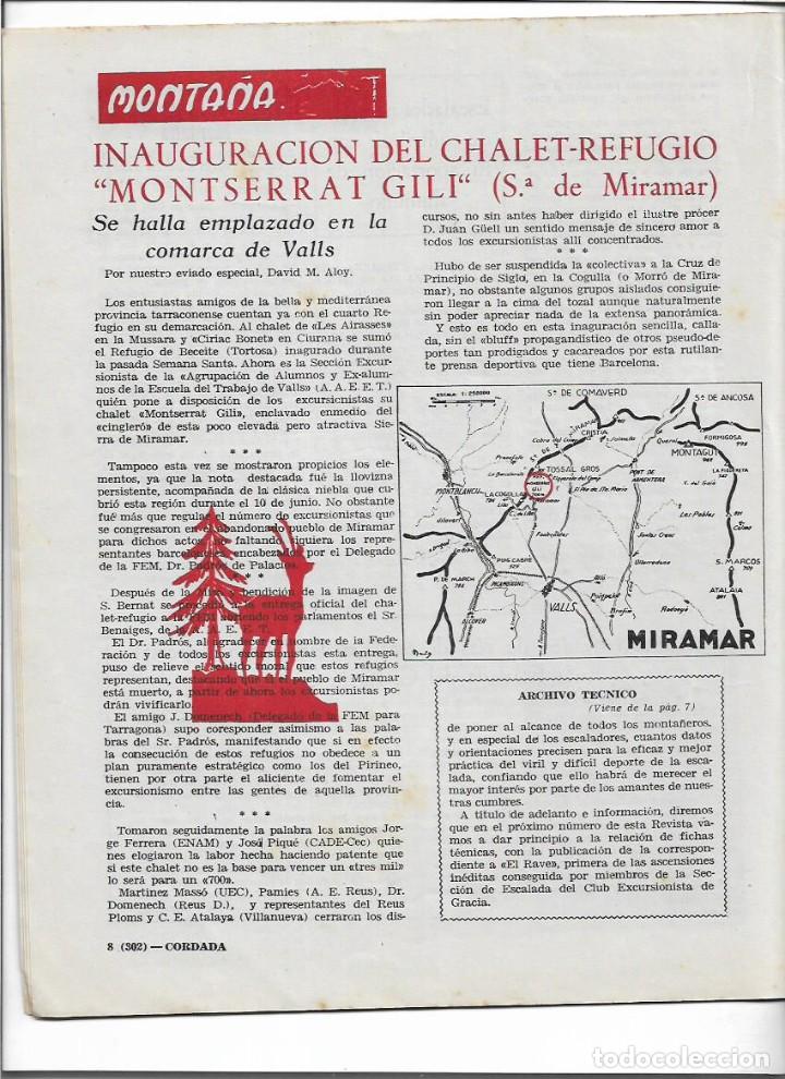 Colecionismo de Revistas e Jornais: 1956 EXCURSIONISMO MORENETA DE ALUMINIO CAVALL BERNAT INAUGURACION REFUGIO MONTSERRAT GILI ULL TER