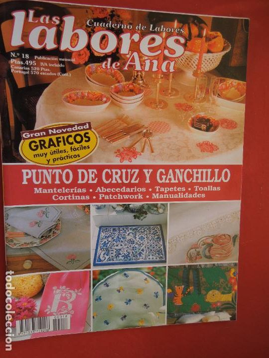 Coleccionismo de Revistas y Peri&oacute;dicos: LAS LABORES DE ANA - N&ordm; 18 - CUADERNO DE LABORES - PUNTO DE CRUZ Y GANCHILLO