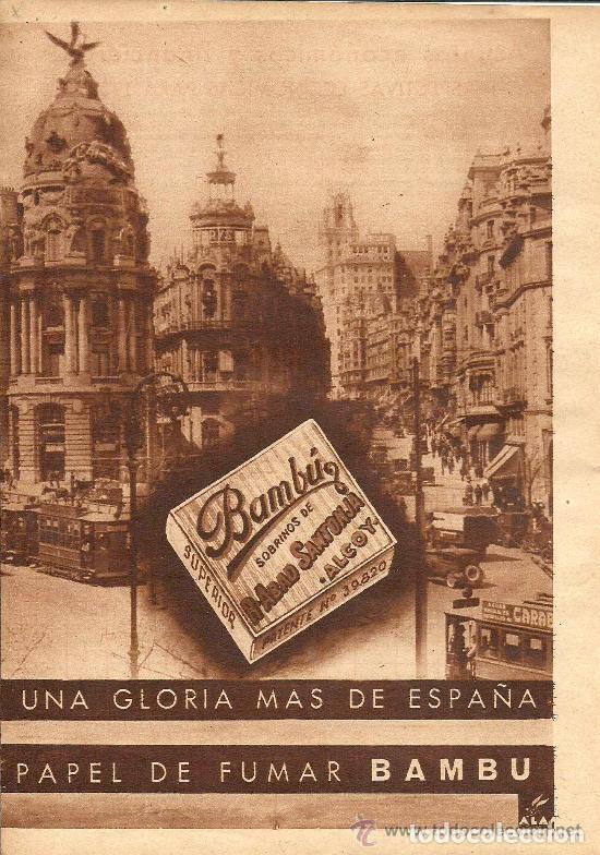 Coleccionismo de Revistas y Peri&oacute;dicos: * ALCOY * Publicidad papel de fumar Bamb&uacute; - 1933