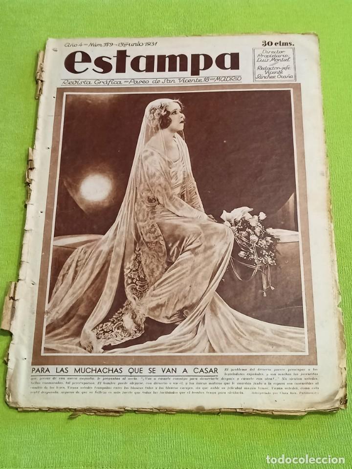 Collectionnisme de Revues et Journaux: ESTAMPA. 179. 13 JUNIO 1931. FIESTAS EN IRUN. EXPOSICION DEN TURIN SANTO SUDARIO - DRACO MILENARIO