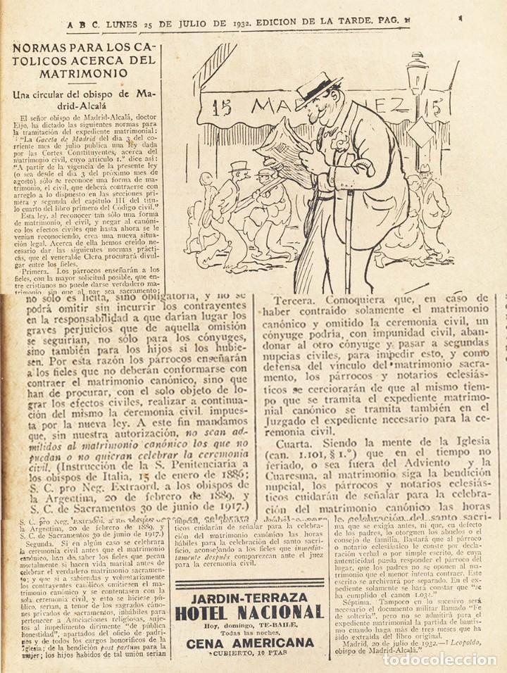 Coleccionismo de Revistas y Peri&oacute;dicos: II REPUBLICA NORMAS PARA LOS CATOLICOS ACERCA DEL MATRIMONIO REV. ABC JULIO 1932