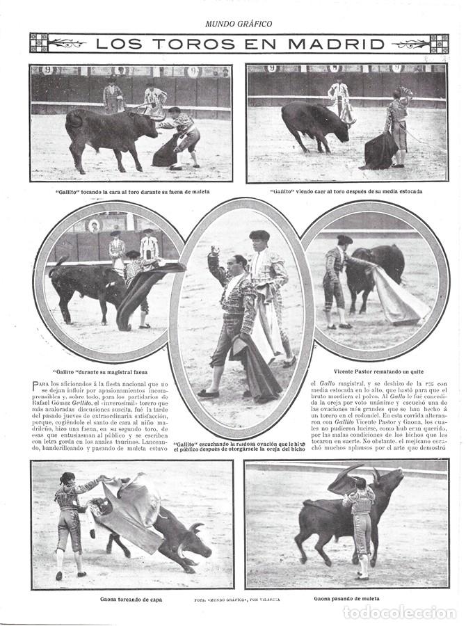 Sammeln von Zeitschriften und Zeitungen: 1912 HOJA REVISTA MADRID PLAZA DE TOROS CORRIDA TOREROS GALLITO GAONA Y VICENTE PASTOR