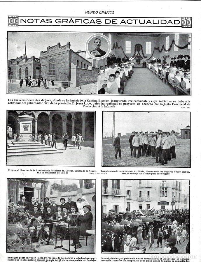Coleccionismo de Revistas y Peri&oacute;dicos: 1912 HOJA REVISTA JA&Eacute;N ESCUELAS CERVANTES CANTINA ESCOLAR GOBERNADOR CIVIL JES&Uacute;S LOPO
