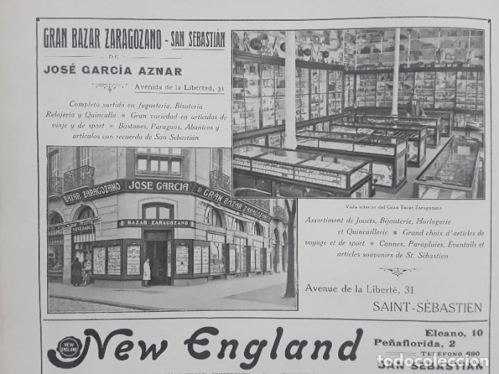 Collezionismo di Riviste e Giornali: BAZAR ZARAGOZANO JOSE GARCIA AZNAR / SASTRERIA NEW ENGLAND CAMISERIA SOMBRERERIA SAN SEBASTIAN 1927