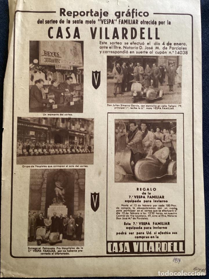 Coleccionismo de Revistas y Peri&oacute;dicos: CASA VILARDELL 1954 VESPA HOJA PERI&Oacute;DICO