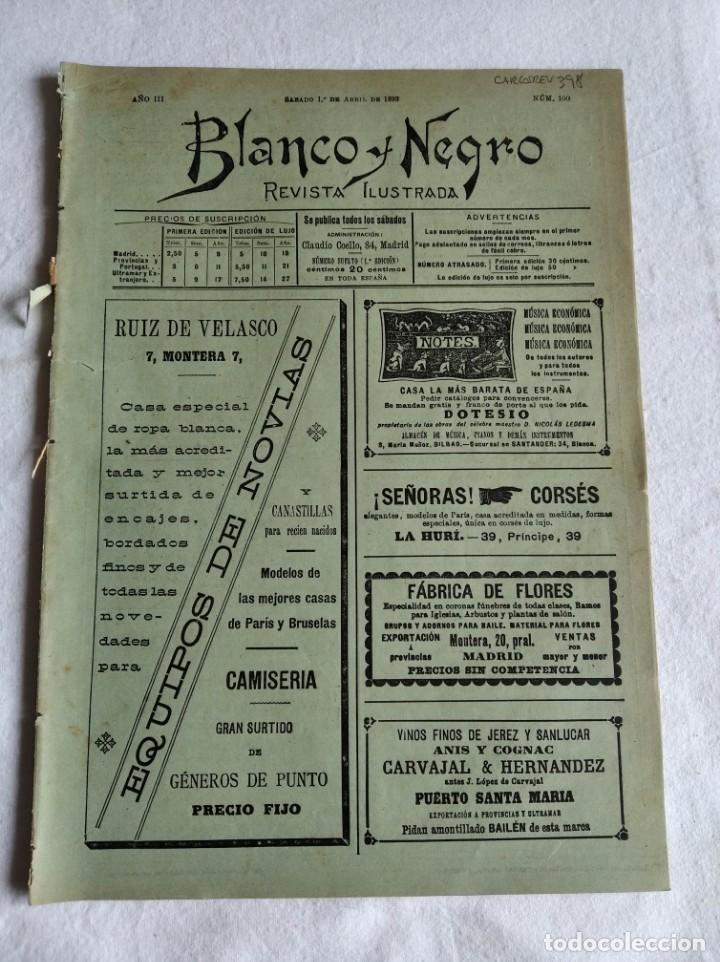 Colecionismo de Revistas e Jornais: BLANCO Y NEGRO. N&ordm; 100. A&Ntilde;O 1893. EL M&Eacute;DICO JUERGUISTA. DON EUGENIO SELL&Eacute;S. EL SERM&Oacute;N PATIO NARANJOS