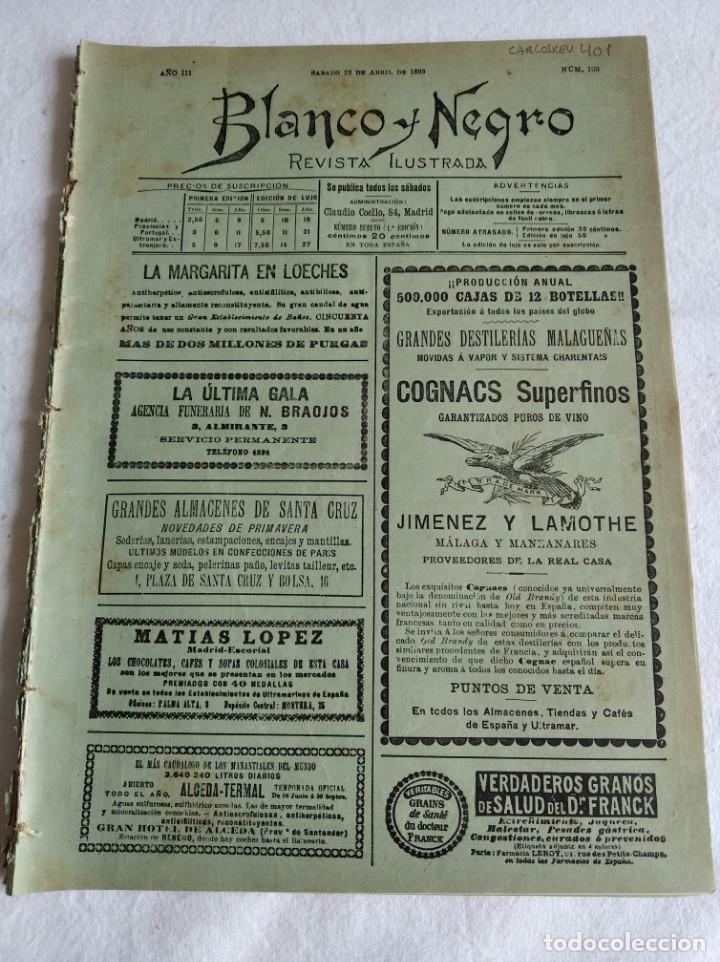 Coleccionismo de Revistas y Peri&oacute;dicos: BLANCO Y NEGRO. N&ordm; 103. A&Ntilde;O 1893. DON FRAN DE QUEVEDO. LA GUIRNALDA. AVENTURAS DE UN DOCTOR.