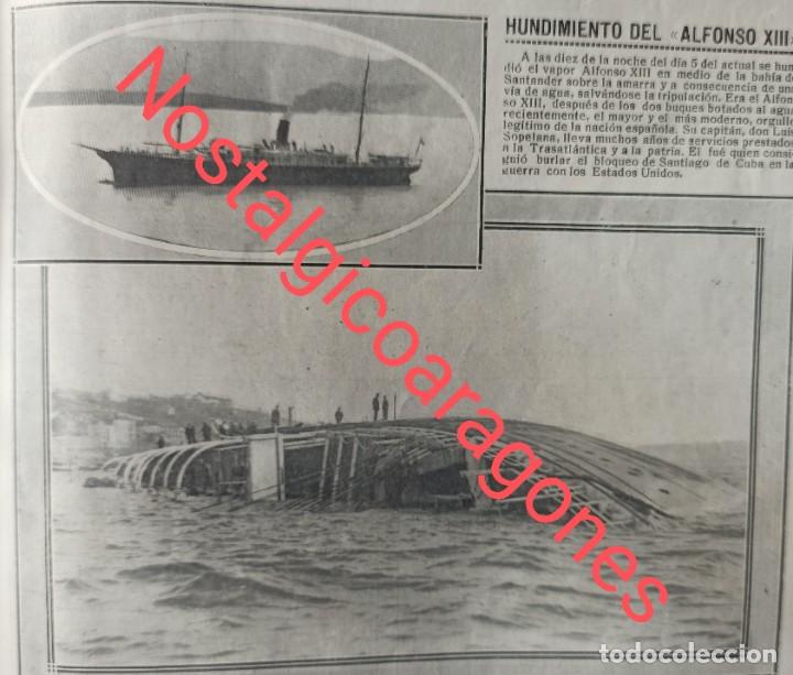 Sammeln von Zeitschriften und Zeitungen: Hundimiento vapor Alfonso XIII bah&iacute;a Santander Foto revista 1915