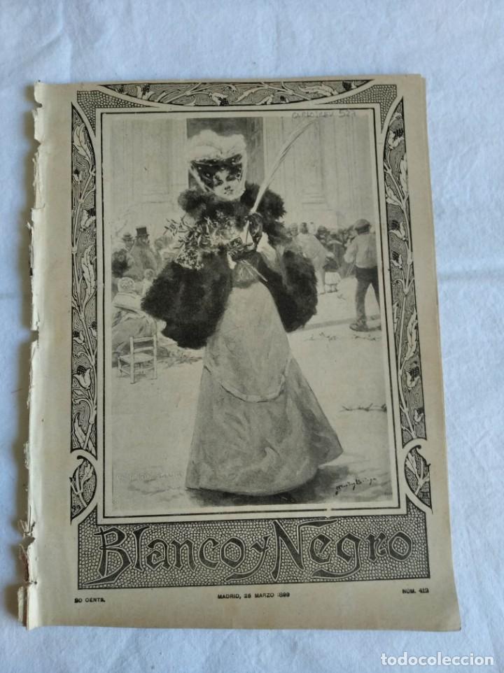 Coleccionismo de revistas y peri&oacute;dicos: BLANCO Y NEGRO. N&ordm; 412. A&Ntilde;O 1899. LA SAETA. LA VENGANZA DEL ARRIERO. EL MUSEO EL PRADO.