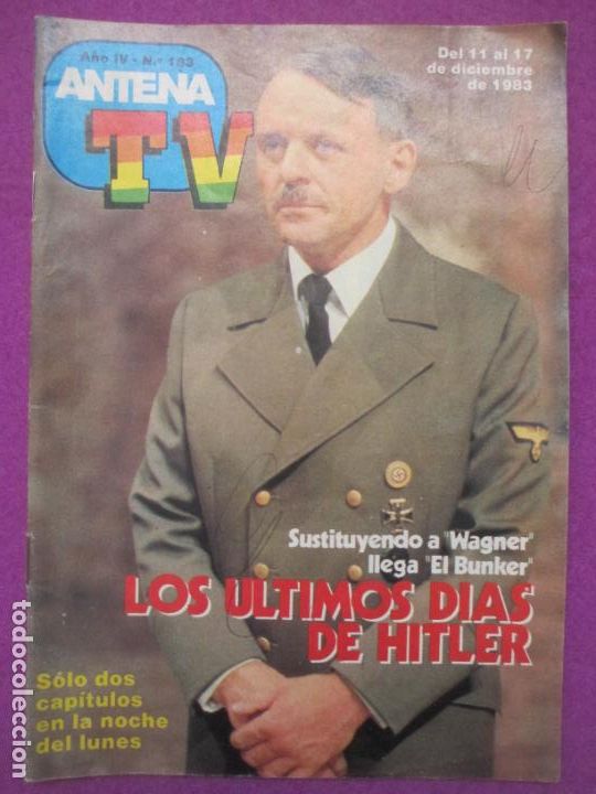 Coleccionismo de Revistas y Peri&oacute;dicos: REVISTA ANTENA TV N&ordm;183 PROGRAMACION TELEVISION A&Ntilde;O1983 LOS ULTIMOS DIAS DE HITLER