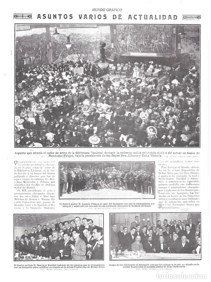Coleccionismo de Revistas y Peri&oacute;dicos: 1912 HOJA REVISTA BANQUETES EN HONOR DE LOS PINTORES SANTIAGO RUSI&Ntilde;OL Y EL&Iacute;AS SALAVERR&Iacute;A