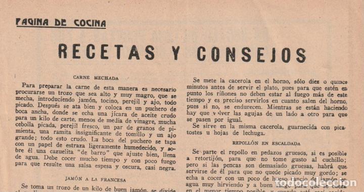 Collezionismo di Riviste e Giornali: Recetas de cocina / del libro Las Tres cocinas de Maria Luisa Alonso-Duro - 1933