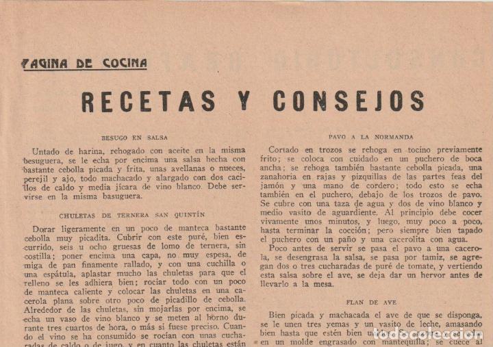 Coleccionismo de revistas y peri&oacute;dicos: Recetas de cocina / del libro Las Tres cocinas de Maria Luisa Alonso-Duro - 1933
