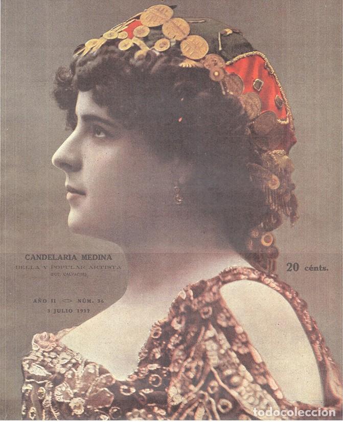 Collezionismo di Riviste e Giornali: 1912 HOJA REVISTA PORTADA ARTISTA CANTANTE Y BAILARIN FLAMENCA CANDELARIA MEDINA CUPLETISTA