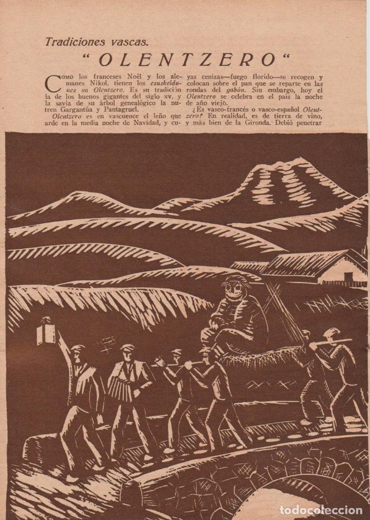 Coleccionismo de Revistas y Peri&oacute;dicos: Tradiciones vascas: Olentzero / Ernesto de la Serna: dibujo de Iribarren -1933