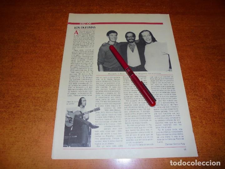 Coleccionismo de revistas y peri&oacute;dicos: CLIPPING 1983: PACO DE LUC&Iacute;A, McLAUGLIN Y DI MEOLA / ESCUDER&Iacute;A MERLIN GIN MG MASTER'S (TRIAL)