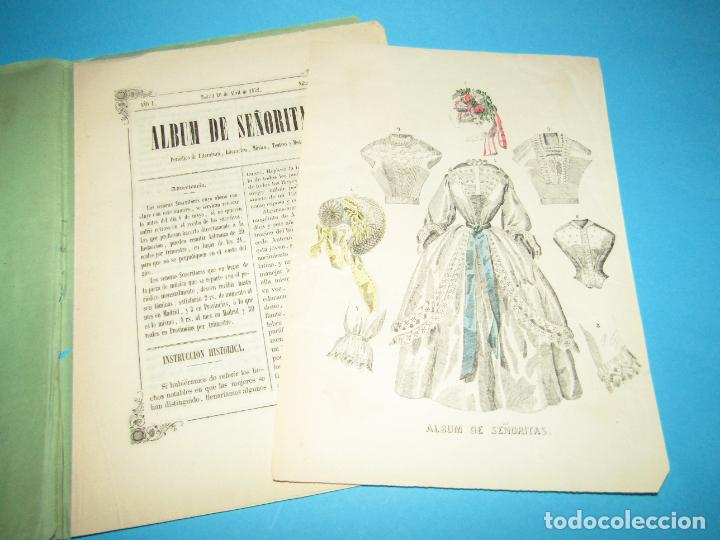 Coleccionismo de Revistas y Peri&oacute;dicos: Antiguo &Aacute;LBUM DE SE&Ntilde;ORITAS N&ordm; 13 A&ntilde;o 1 de 1852 - con Lamina Litografiada