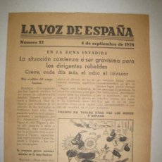 Coleccionismo de Revistas y Periódicos: GUERRA CIVIL-LA VOZ DE ESPAÑA-NUMERO 32-4 DE SEPTIEMBRE 1938-BANDO REPUBLICANO-VER FOTOS-(K-6046). Lote 324133928