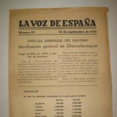 Coleccionismo de Revistas y Periódicos: GUERRA CIVIL-LA VOZ DE ESPAÑA-NUMERO 52-24 DE SEPTIEMBRE 1938-BANDO REPUBLICANO-VER FOTOS-(K-6053). Lote 324134603