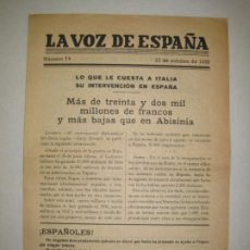 Coleccionismo de Revistas y Periódicos: GUERRA CIVIL-LA VOZ DE ESPAÑA-NUMERO 79-21 DE OCTUBRE DE 1938-BANDO REPUBLICANO-VER FOTOS-(K-6054). Lote 324134693