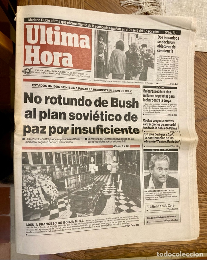Coleccionismo de Revistas y Peri&oacute;dicos: Diario Ultima Hora. 1991. Irak. Muerte de Francesc de Borja Moll