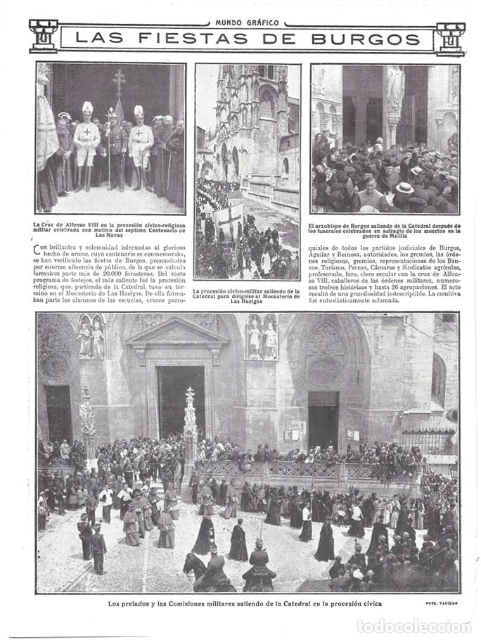 Collezionismo di Riviste e Giornali: 1912 HOJA REVISTA BURGOS FIESTAS CATEDRAL PROCESI&Oacute;N C&Iacute;VICA CRUZ ALFONSO VIII COMISIONES MILITARES