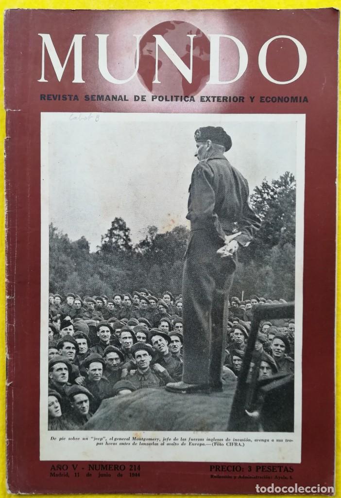 Coleccionismo de Revistas y Peri&oacute;dicos: MUNDO - JUNIO 1944 - - 2&ordf; GUERRA MUNDIAL. Desembarco Normand&iacute;a. Montgmery - PJRB
