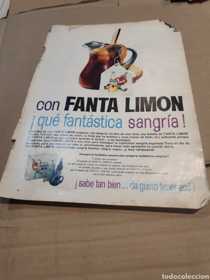 Coleccionismo de Revistas y Peri&oacute;dicos: P RECORTE 1 PAGINA ANUNCIO PUBLICIDAD FANTA LIMON SANGRIA VINTAGE ORIGINAL