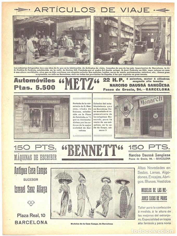 Coleccionismo de Revistas y Peri&oacute;dicos: 1912 HOJA REVISTA BARCELONA FABRICANTE DE MALETAS PEDROLA -CORSETER&Iacute;A MASCRAU VDA DE DALMAU -MONARCH