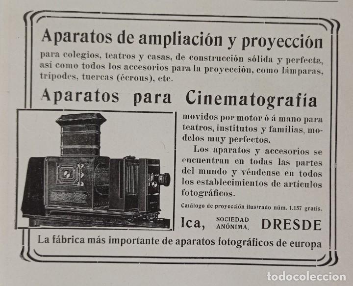 Collezionismo di Riviste e Giornali: PUBLICIDAD-CINEMATOGRAFIA-ICA-DRESDE-MEDIA PAGINA PUBLICACION PIO 1900 .
