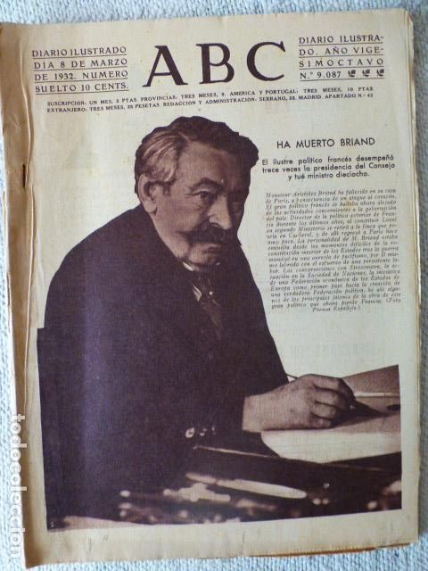 Coleccionismo de Revistas y Peri&oacute;dicos: PERIODICO ABC 8 DE MARZO DE 1932
