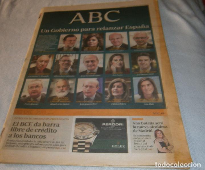 Coleccionismo de Revistas y Peri&oacute;dicos: periodico ABC un gobierno para relanzar Espa&ntilde;a diciembre 2011