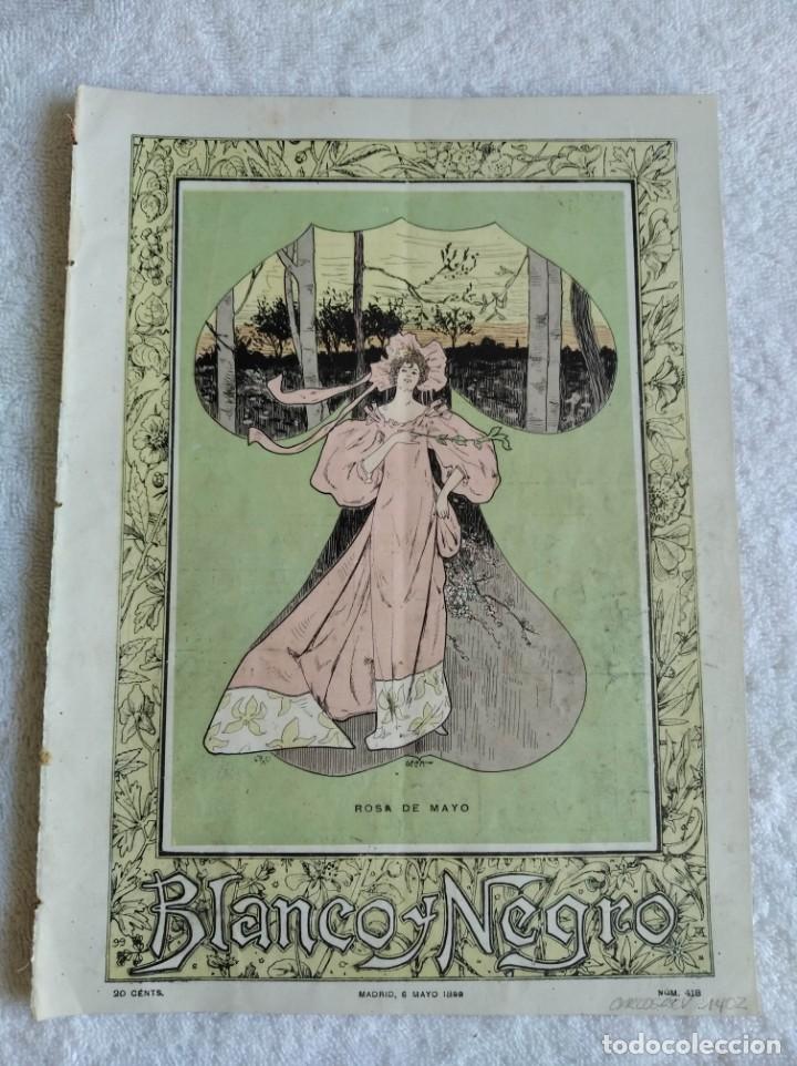 Coleccionismo de Revistas y Peri&oacute;dicos: BLANCO Y NEGRO. N&ordm; 418. A&Ntilde;O 1899. VIRGEN DEL PILAR. EL &Uacute;LTIMO GENIO (TEATRO). MUERTE DE FABRILO.