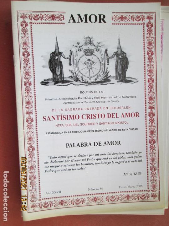 Colecionismo de Revistas e Jornais: AMOR HERMANDAD ARCHICOFRADIA DEL SANTISIMO CRISTO SEVILLA , BOLETIN N&ordm; 84- 01-03-2008