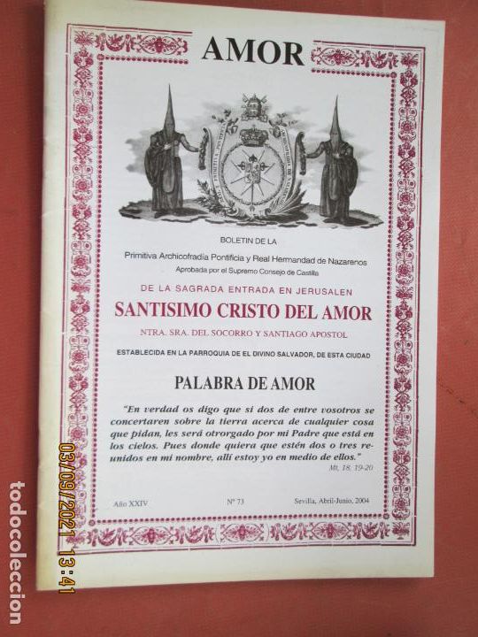 Collection Magazines and Newspapers: AMOR HERMANDAD ARCHICOFRADIA DEL SANTISIMO CRISTO SEVILLA , BOLETIN N&ordm; 73- 01-03- 1996