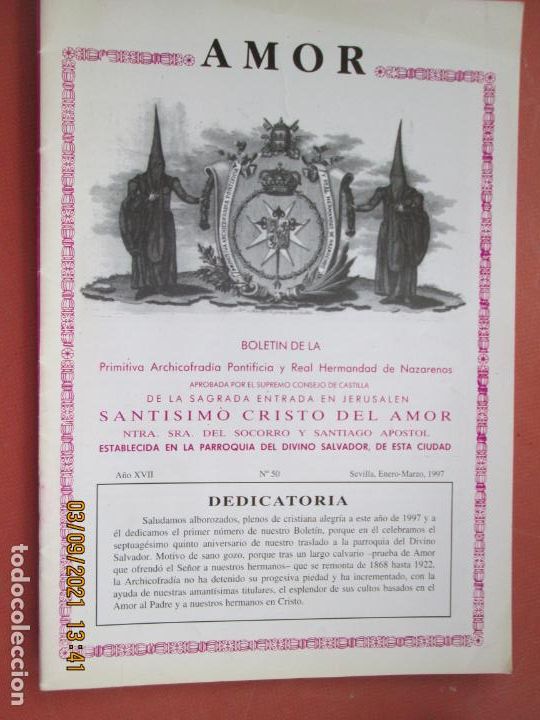 Collezionismo di Riviste e Giornali: AMOR HERMANDAD ARCHICOFRADIA DEL SANTISIMO CRISTO SEVILLA , BOLETIN N&ordm; 50- 01-03-1997