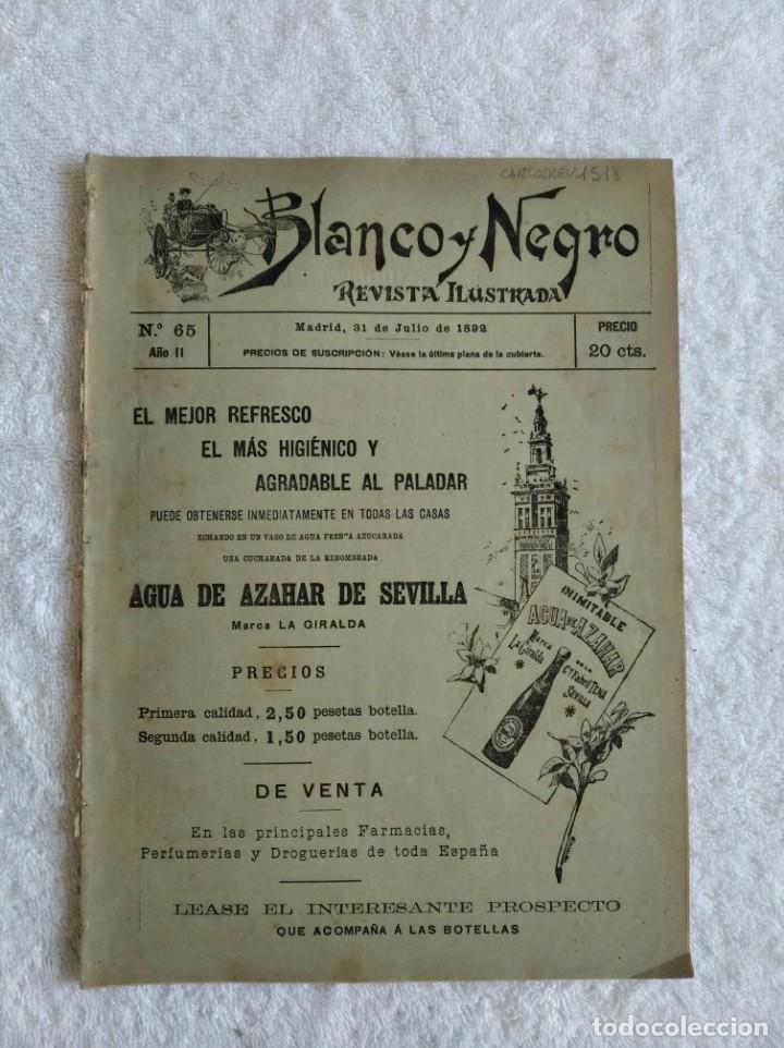 Sammeln von Zeitschriften und Zeitungen: BLANCO Y NEGRO. N&ordm; 65. A&Ntilde;O 1892. LA BATALLA DE BAIL&Eacute;N. ESTATUA DE MENDIZABAL. EL TERROR DE LOS INFIE