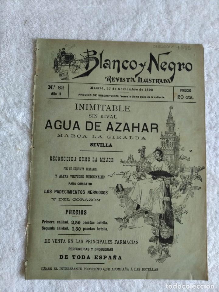 Colecionismo de Revistas e Jornais: BLANCO Y NEGRO. N&ordm; 82. A&Ntilde;O 1892. DON GASPAR MELCHOR DE JOVELLANOS. MANUEL DEL PALACIO. LAS CASTA&Ntilde;AS