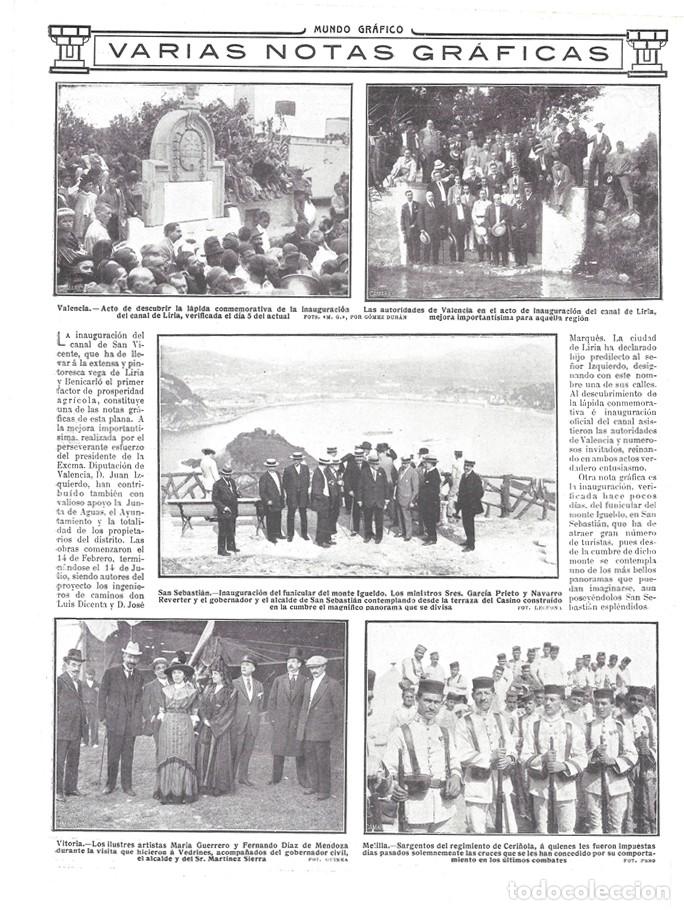 Sammeln von Zeitschriften und Zeitungen: 1912 HOJA REVIST SAN SEBASTI&Aacute;N INAUGURACI&Oacute;N FUNICULAR MONTE IGUELDO TERRAZA CASINO MINISTROS ALCALDE