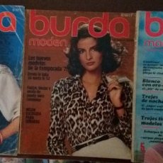 Coleccionismo de Revistas y Periódicos: 3 REVISTAS BURDA MODEN ALEMAN,TEXTO ESPAÑOLCON PATRONES. MAYO -JULIO1977 Y ENERO 1978.MED:31 X 24CM.