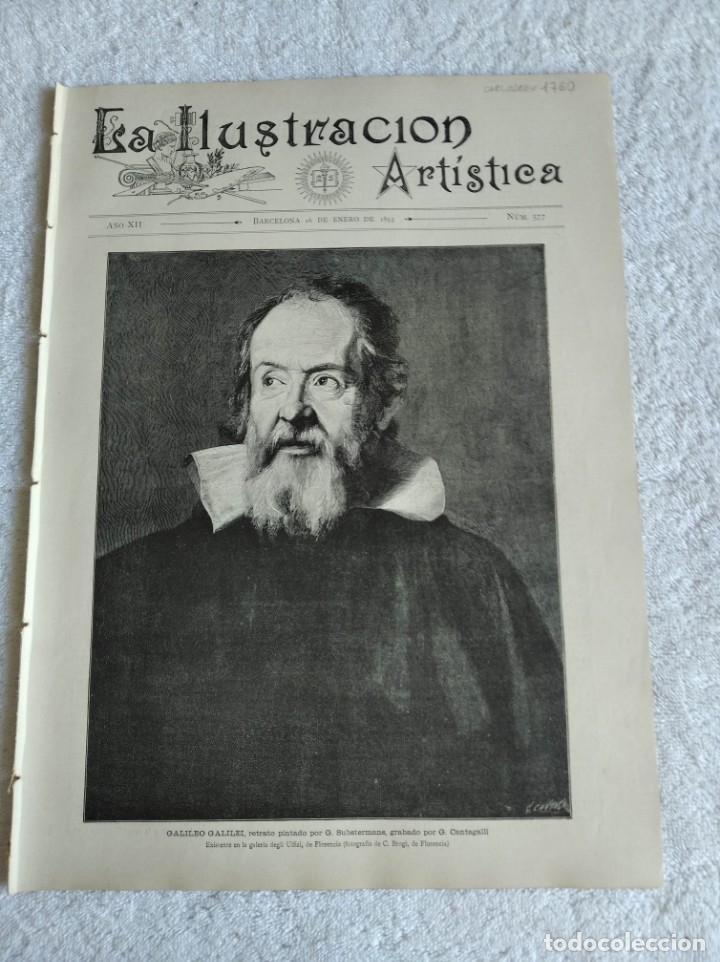 Sammeln von Zeitschriften und Zeitungen: LA ILUSTRACI&Oacute;N ART&Iacute;STICA. N&ordm; 577. A&Ntilde;O 1893. CASA DE GALILEO EN PADUA. MONUMENTO A GALILEO (FLORENCIA