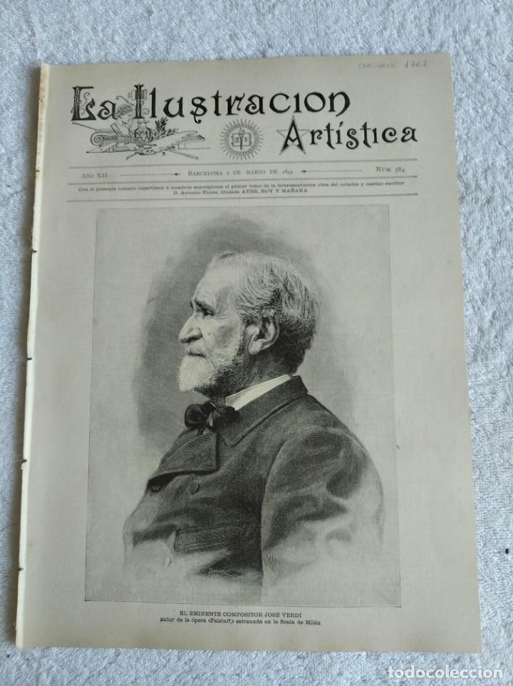 Coleccionismo de revistas y peri&oacute;dicos: LA ILUSTRACI&Oacute;N ART&Iacute;STICA. N&ordm; 584. A&Ntilde;O 1893. JOS&Eacute; VERDI. EDUARDO MAZCHERONI. CR&Iacute;TICOS PERSONAJES DE S
