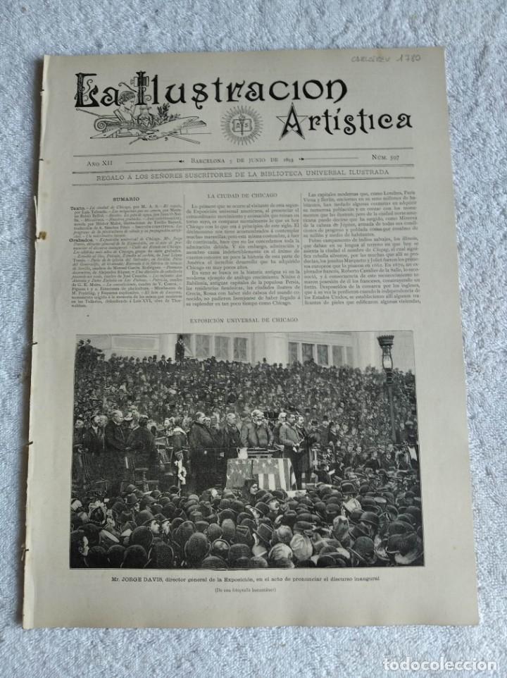 Collezionismo di Riviste e Giornali: LA ILUSTRACI&Oacute;N ART&Iacute;STICA. N&ordm; 597. A&Ntilde;O 1893. EXPOSICI&Oacute;N UNIVERSAL DE CHICAGO. CUADRO DE G. E. MOIRA.