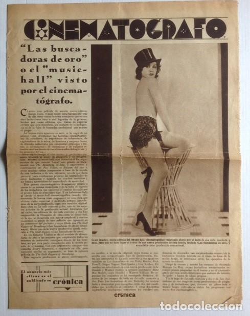 Coleccionismo de Revistas y Peri&oacute;dicos: Art&iacute;culo &rdquo;Las buscadoras de oro&rdquo; o &rdquo;music hall&rdquo;, cinemat&oacute;grafo, Revista Cr&oacute;nica, ca.1930, partitura