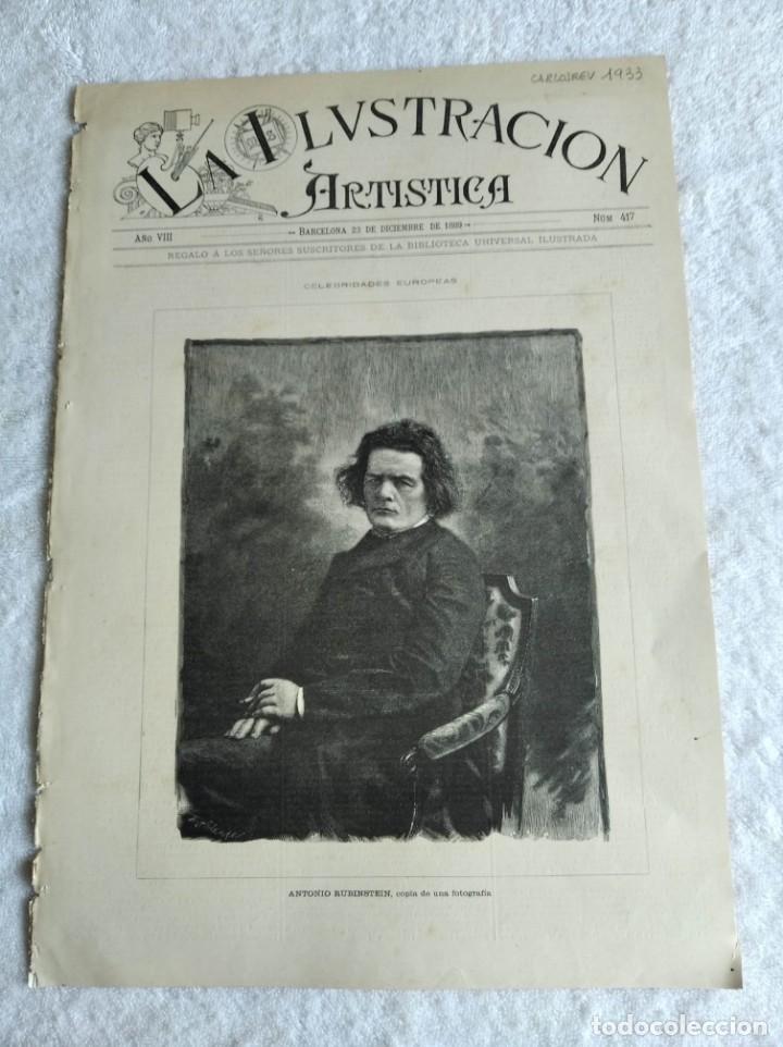 Collezionismo di Riviste e Giornali: LA ILUSTRACI&Oacute;N ART&Iacute;STICA. N&ordm; 417. A&Ntilde;O 1889. ANTONIO RUBINSTEIN. SAN FRANCISCO DE PAULA. EL CUATRO DE