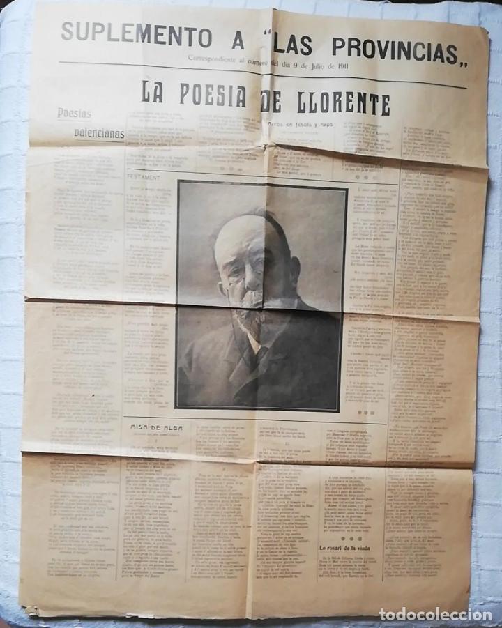 Colecionismo de Revistas e Jornais: ANTIGUO PERI&Oacute;DICO /OLD NEWSPAPER : LAS PROVINCIAS LA POES&Iacute;A DE TEODORO LLORENTE. JULIO DE 1911