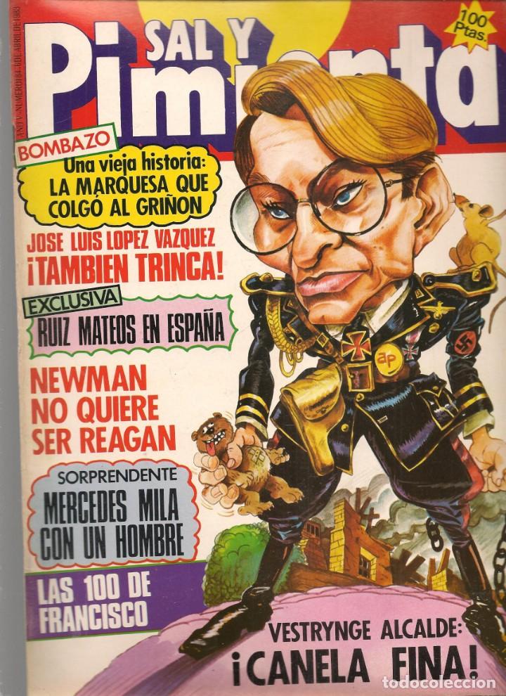 Collectionnisme de Revues et Journaux: SAL Y PIMIENTA. N&ordm; 184. FRANCISCO / MERCEDES MILA / VESTRYNGE. 8/4/83(B35.1)