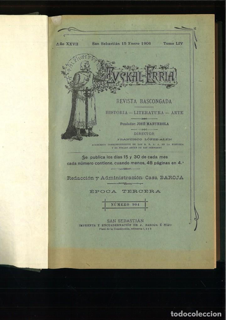 Collection Magazines and Newspapers: EUSKAL-ERRIA. REVISTA BASCONGADA HISTORIA, LITERATURA, ARTE. A&Ntilde;O XXVII.TOMO LIV.