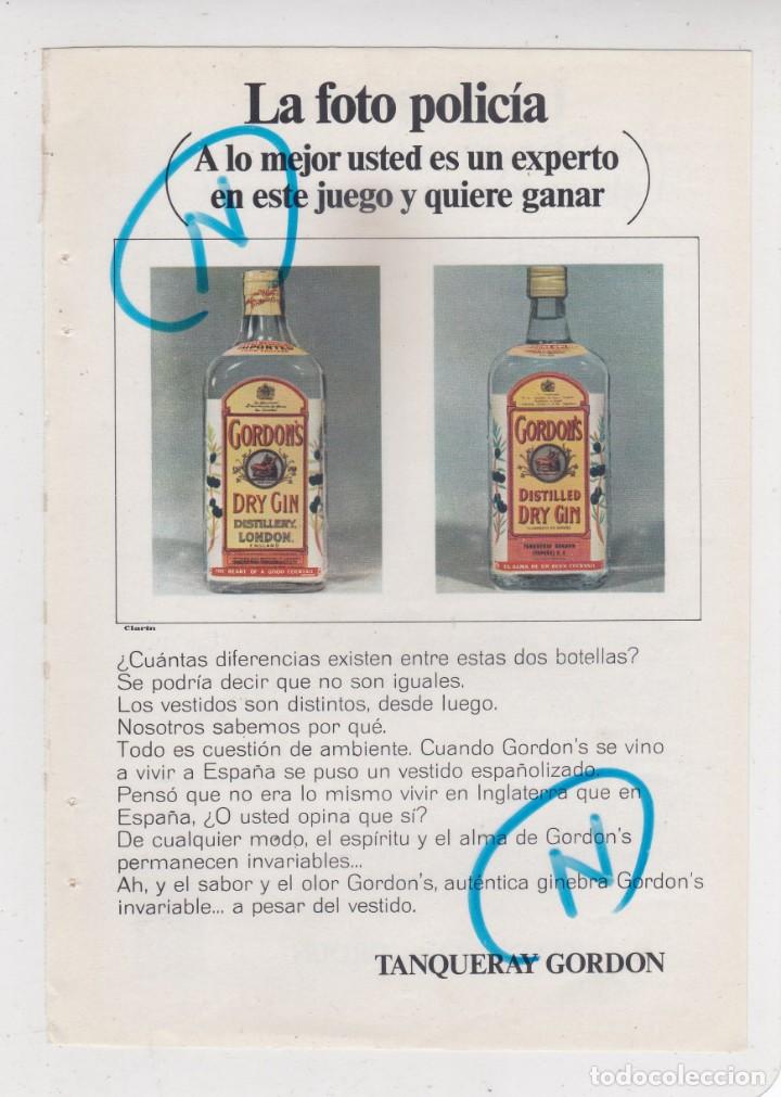 Coleccionismo de revistas y peri&oacute;dicos: PUBLICIDAD 1965. ANUNCIO GINEBRA GORDON'S. TANQUERAY GORDON (A DOBLE CARA)