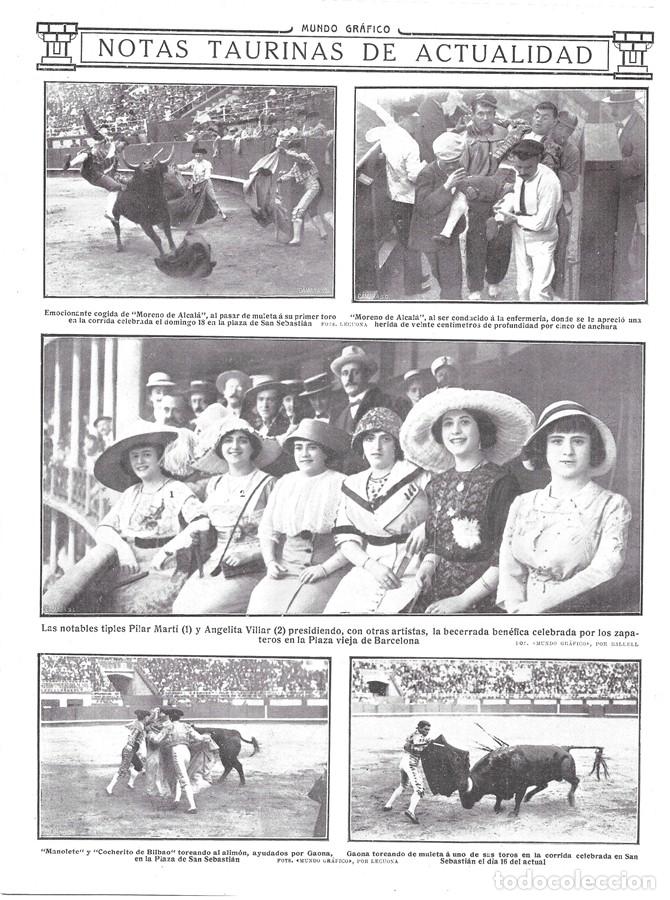 Coleccionismo de Revistas y Peri&oacute;dicos: 1912 HOJA REVIST SAN SEBASTI&Aacute;N PLAZA DE TOROS MORENO DE ALCAL&Aacute;, MANOLETE, COCHERITO DE BILBAO, GAONA